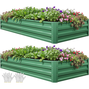 2-Piece Galvanized Metal Raised Garden Beds