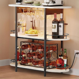 Vasagle LED Bar Cabinet w/Outlets & Storage