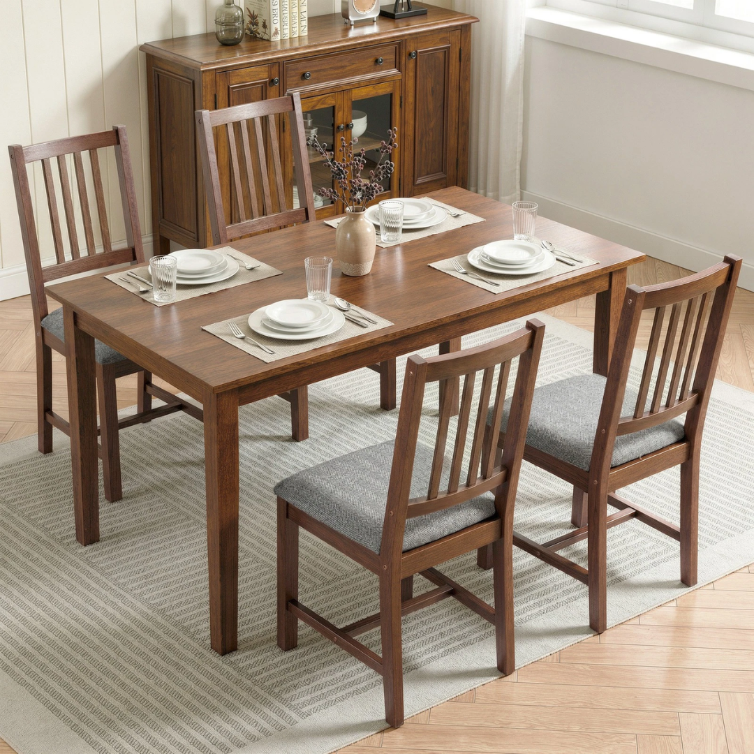 Set of 4 Upholstered Dining Chairs w/Rubberwood Legs
