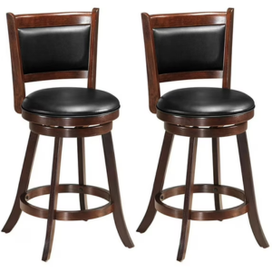 Set of 2 Swivel Counter Height Wood Chairs