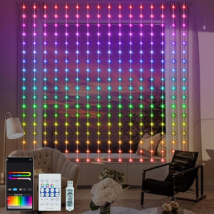 Smart 8' RGB LED Curtain Lights w/App & Remote