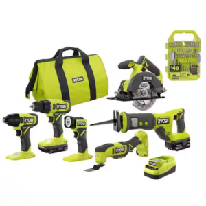 Ryobi One+ 18V Cordless 6-Tool & 40-Piece Drill & Impact Drive Combo Kit w/Batteries