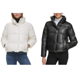 Calvin Klein Women's Faux Leather Puffer Jacket
