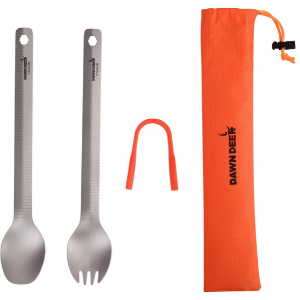 Titanium Spoon, Spork & Connector Camping Utensil Set
