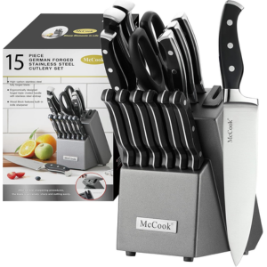McCook Stainless Steel Knife Block Set w/Sharpener