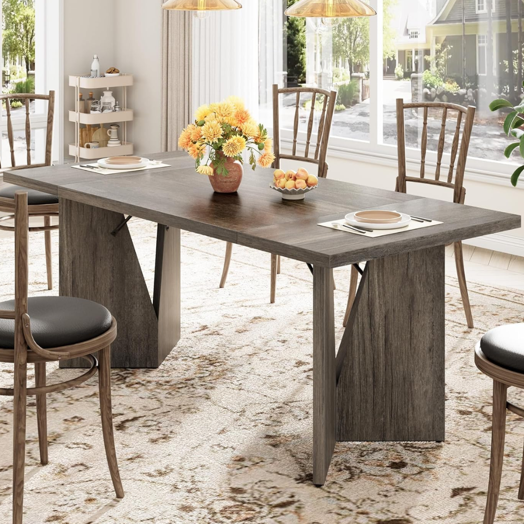 GarveeHome 70'' Rectangular Wood Dining Table