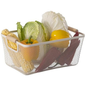 Multipurpose Metal Mesh Basket w/Wooden Handles