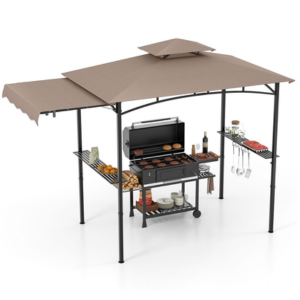 Costway 11' Grill Gazebo w/Side Awning & Shelves
