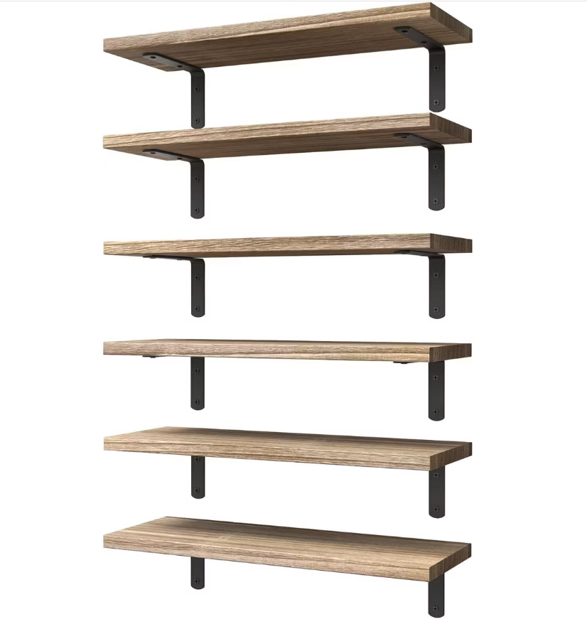 Set of 6 Wood Floating Shelves