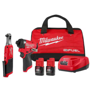 Milwaukee M12 FUEL 12V Cordless Ratchet & Impact Driver w/Batteries & Charger