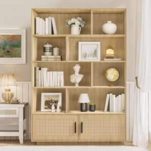 Farmhouse Wood 5-Tier Bookshelf