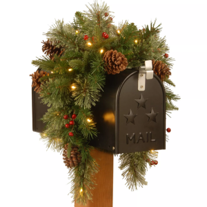 National Tree 36'' Mail Box Swag w/Timer