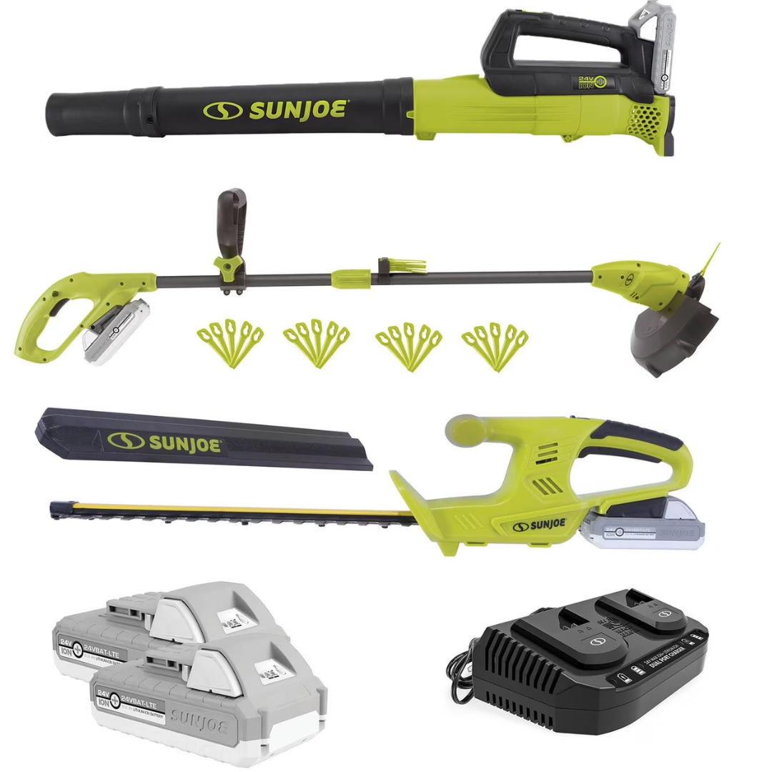 Sun Joe 24V Cordless 3-Tool Garden Combo Kit