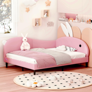 Kid's Upholstered Daybed w/Rabbit Ear Headboard