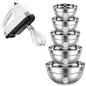 Electric 7-Speed Hand Mixer w/Bowls Set