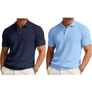 2-Pack Men's Rib Knit Polo Shirt