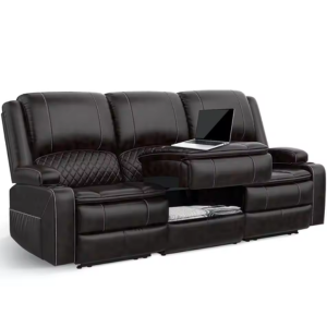 3-Seat PU Leather Recliner Sofa w/Console & USB Port
