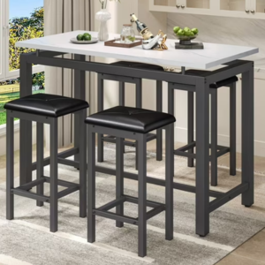Segmart 5-Piece Counter Height Steel Table Set w/Stools