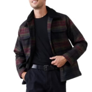 Banana Republic Men's Plaid Wool Sherpa Jacket