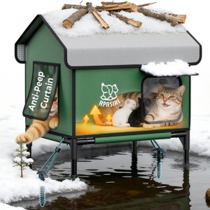 Weatherproof Heated Cat House w/Thermostatic Pad