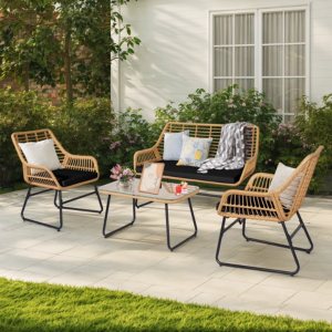4-Piece Rattan Patio Furniture Set