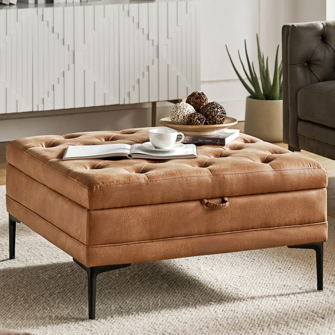 Upholstered Lift Top Storage Ottoman