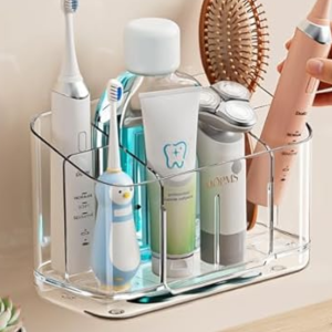 5-Slots Adjustable Bathroom Wall/Countertop Toothbrush Holder
