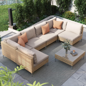 7-Piece Patio Wicker Sectional Sofa Furniture Set