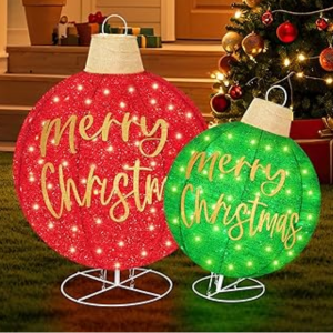 2-Pack Giant Pre-Lit Christmas Ornament Set