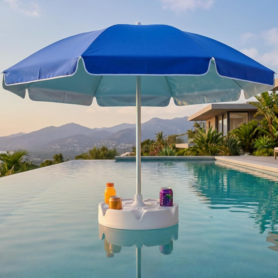 Floating 7' Pool Umbrella w/Base & Cup Holder