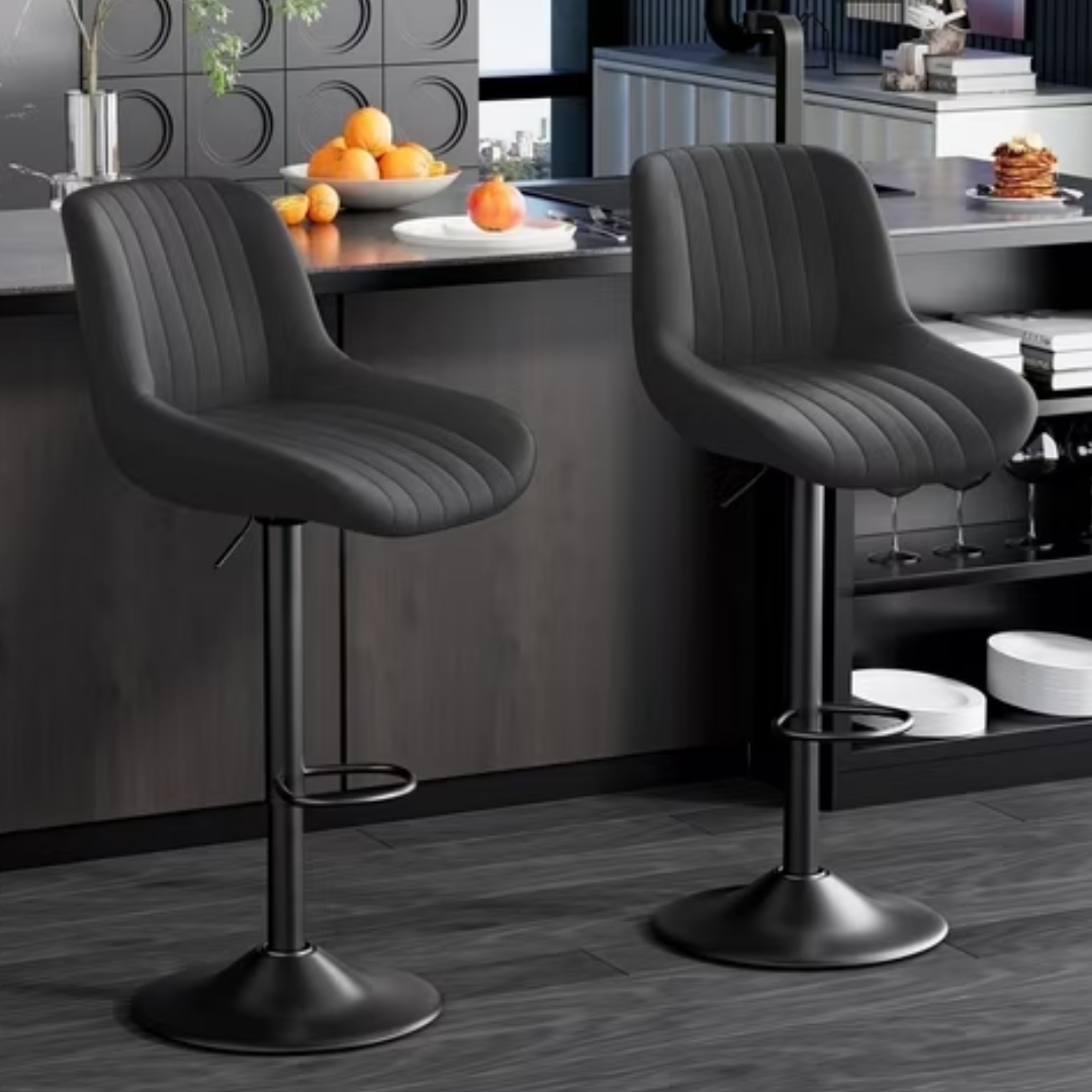 Set of 2 Adjustable Swivel Bar Stools Set
