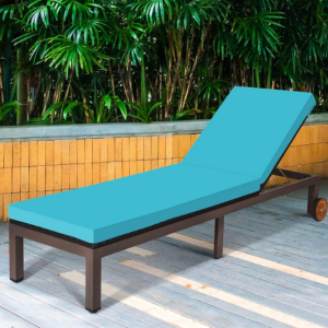 Tangkula Patio Adjustable Rattan Chaise Lounge Chair w/Wheels