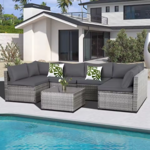 7-Piece Patio Wicker Sofa Set