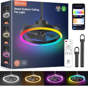 Lumary 20'' Smart Outdoor Ceiling Fan w/Lights & Remote