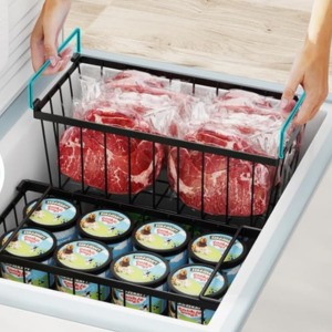Set of 4 Metal Stackable Freezer Organizer Bins