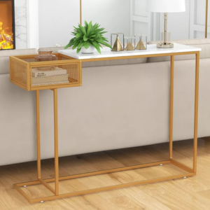 Marble Look Narrow Console Table