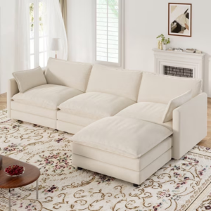 L-Shaped Cloud Sectional Sofa w/Reversible Ottoman