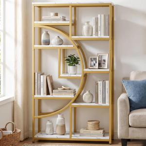 9-Tier Metal Half Moon Bookshelf