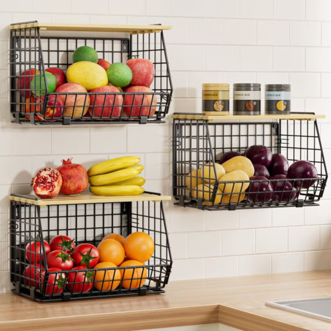 3-Pack Hanging Storage Baskets