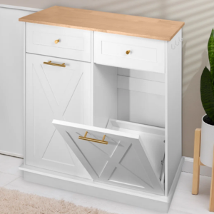 2-Drawers Tilt Out Kitchen Trash Bin Cabinet
