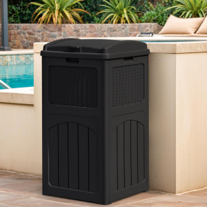 Resin 33Gl. Outdoor Trash Can w/Lid