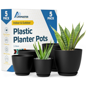5-Piece Plant Pots w/Drainage Holes