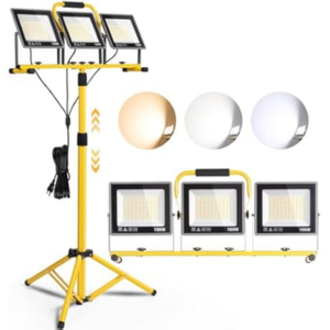 Adjustable 31000-Lumen LED Tripod 3-Head Work Lights