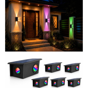 Outdoor 6-Pack RGB LED Solar Wall Lights