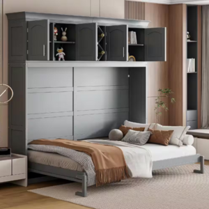 Harper & Bright Wood Queen Murphy Bed w/Cabinets