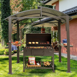 Outdoor 8' Galvanized Steel Grill Gazebo w/Shelves