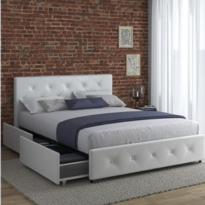 DHP Full Upholstered Platform Bed w/Storage Drawers