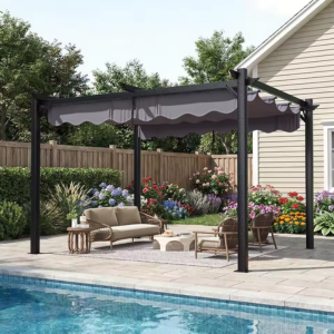 Outdoor 10' x 12' Pergola w/Retractable Canopy
