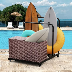 Outdoor Pool Float Storage Bin w/Wheels