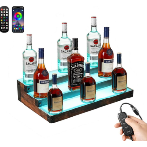 3-Tier LED Liquor Bottle Display Shelf w/RF & App